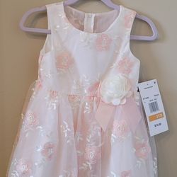 "Rare Editions" Peach Flowered  Easter Dress - Size 3T/3 - New With Tags