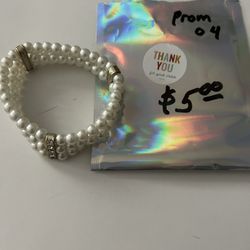 Prom Crystal Pearl Bracelet