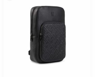 Black Leather Monogram Sling Crossbody Bag