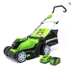Greenworks 40V 17" Cordless Walk-Behind Push Lawn Mower with 4.0 Ah Battery and Charger New In Box