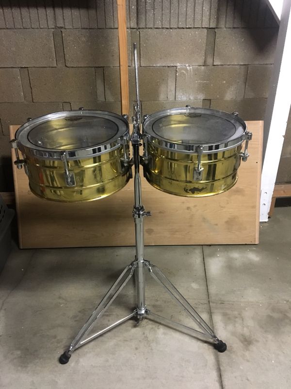 LP BRASS TIMBALES 13” and 14” w L BRACKET for Sale in Los Angeles, CA