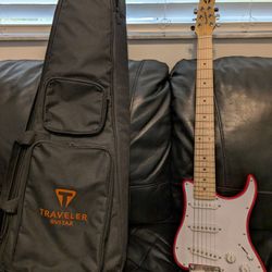 Travelcaster Travel Guitar, Red, Great Condition With Soft Case