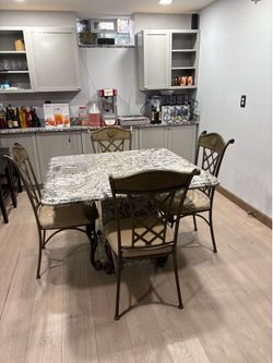 Square Granite table w/ 4 Chairs