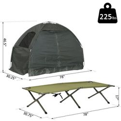 Outsunny All-in-One Folding Camping Cots for Adults, Elevated Tent