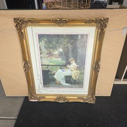 Large Ornate Framed Art – Classic Gold Frame