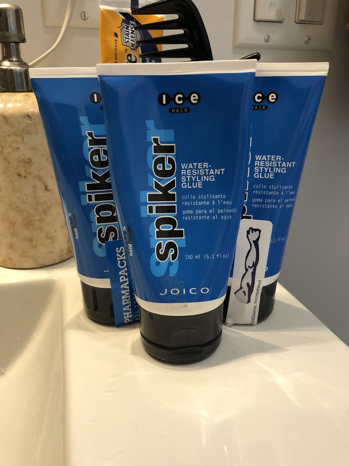 Joico Ice Spiker Water Resistant Styling Glue, Gel 5.1 Ounce Suavecito Firme Strong Hold 4 oz & Matte Pomade