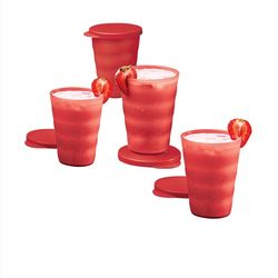 Tupperware Red Cups 300 ml w/Lids Set Of 4