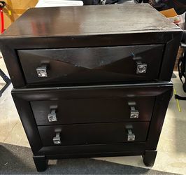 Black 3-Drawer Nightstand / Bedside Table – Modern Design