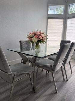 Modern Glass Dining Table Set – 8 Chairs Included