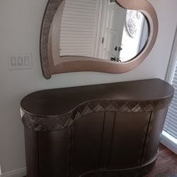 Vintage Mcm Postmodern Credenza Sideboard EntryConsole Cabinet With Mirror 