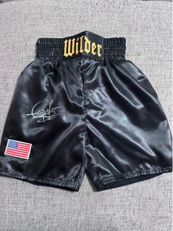 Deontay Wilder Signed Autograph Custom Black Boxing Trunks- Beckett Coa