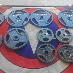 Weightlifting Plates and Barbell (Set #2 - Good Condition)