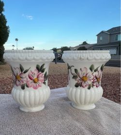 Vintage Hand-Painted Milk Glass Lamp Parts - Pair of Floral Lamp Breaks / Shades ($30 for pair)