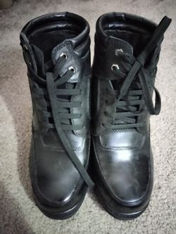 CALDEN Military-Style Leather Heightening Boots
(Size 9)