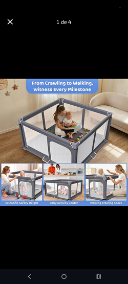 Fodoss Baby Playpen, 47x47in Small Play Pen,Toddler Playpen for Apartment,Play Yard,Activity Fence, Extra Large Baby Playard Light Grey 47x47 Inch
