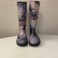 Servus Electra  Purple Flower Rain Boots Ladies Size 6 