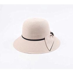 Light Pink Sun Hat Women Wide Brim Straw Hat Foldable Beach Hat UV UPF 50+