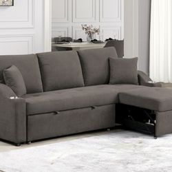Brand New Dark Grey Adjustable Sectional Sofa Sleeper 