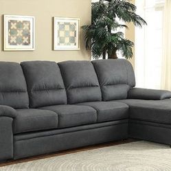 Brand New Graphite Sectional Sofa Storage in Chaise Plush Seats & Cushions Converts into Bed