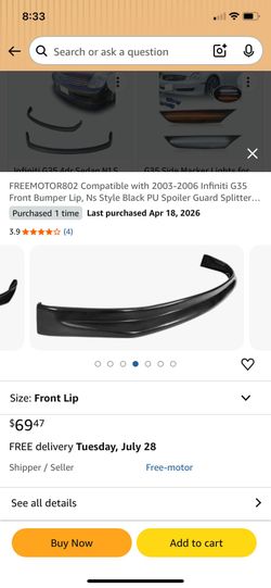 2003-2006 Infiniti G35 coupe Front Bumper Lip