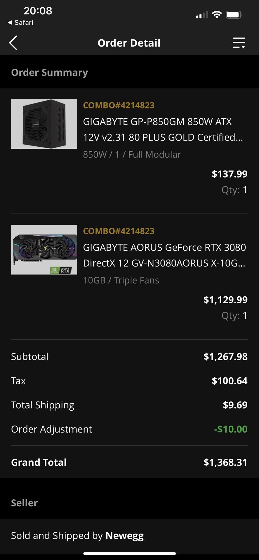 Gigabyte RTX 3080 AORUS