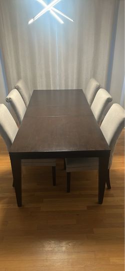 Dark Wood Dining Table with 6 chairs