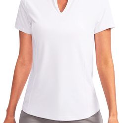 Obla Women's Golf Polo Shirt V-Neck Short Sleeve Collarless Quick Dry Tennis Running T Shirt Golf Tops for Women