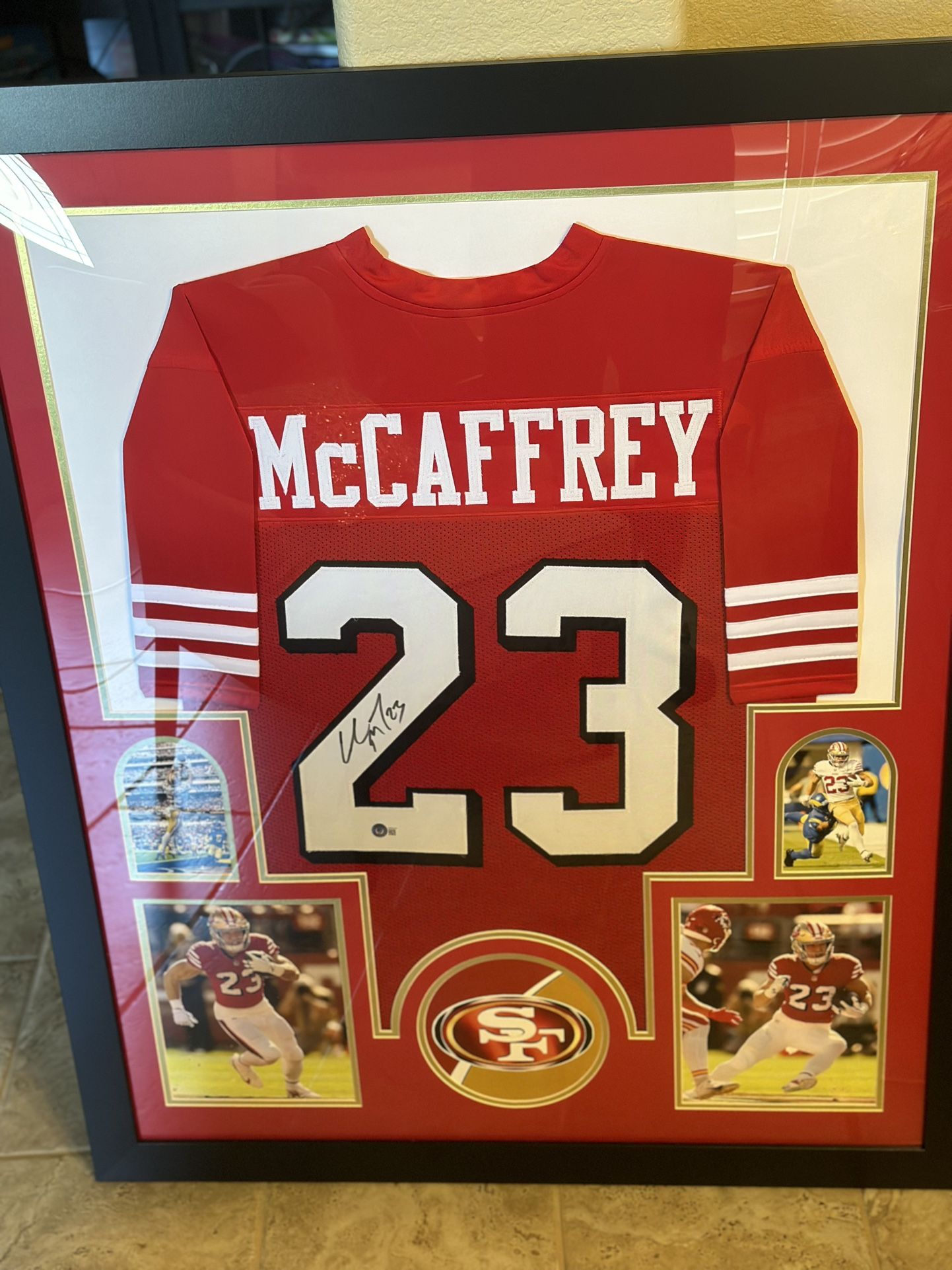 49ers Christian Mccaffrey Signed Custom Framed Jersey 