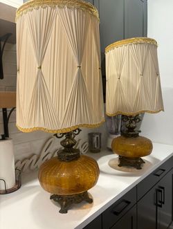MCM AMBER GLASS VINTAGE LAMPS