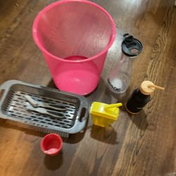 A Few Items For The Kitchen: A Trash Can, A Dishes Rack, Can Opener , Cups And More (NO SHIPPING) All For $15