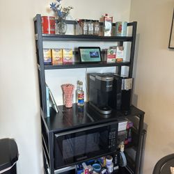 Kitchen Storage Shelf With Microwave 