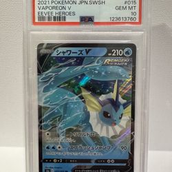 Pokemon PSA 10 Vaporeon V #015 Eevee Heroes Japanese