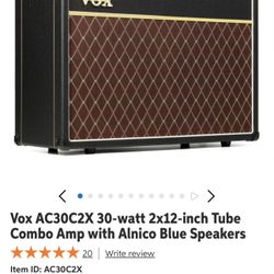 Vox AC3OC2X 30-watt 2x12-inch Tube Combo Amp with Alnico Blue Speakers
