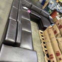 Leather Sectional With Adjustable Seats And Headrests, Never Used 