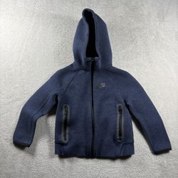 Nike Tech Jacket Youth Size XS 3-4 Years Old Blue Fleece Full Zip Hoodie #2B