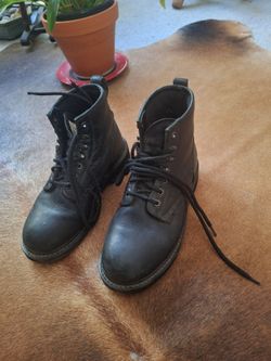 Black Leather Lace-Up Ankle Boots