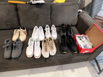 7 New nike tennis shoes court legacy men sneaker white  size 13 and black air max size 12 and beige size 10.5 asking $65 each thanks read the add for 