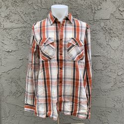 Merrell Shirt Mens Large Button Front Plaid Cotton Outdoors Hiking