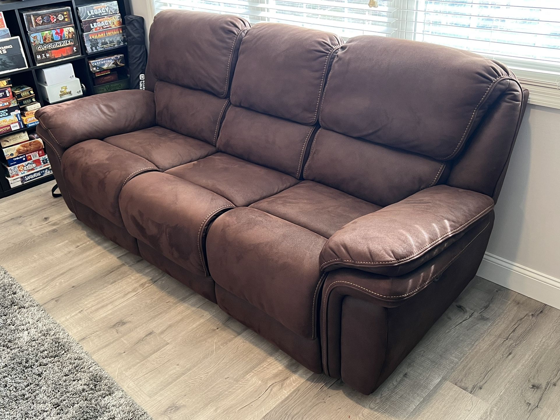 Raymour Flanigan Skye Microfiber Power Reclining Sofa for Sale