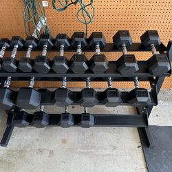 5-50lbs Dumbbells w/Rack 