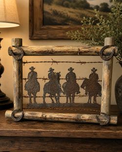 Rustic Cowboy Wood & Metal Wall Art / Frame