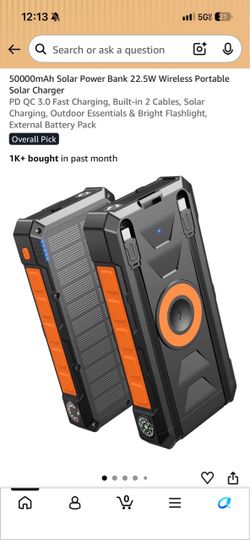 50000mAh Solar Power Bank 22.5W Wireless Charger