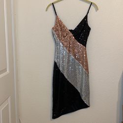Black Multi color Sequin Dress 