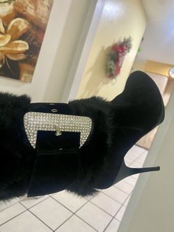 Mid Calf Rhinestone Buckle Boots