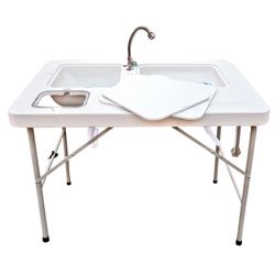 Outdoor Portable Folding Double Sink With Faucet 