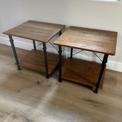 Wood And steel End Tables 