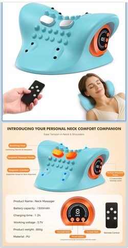 Neck Massager 2026 New Upgrade 3 in 1 Portable Massager with Heat &Comfortable Stretching–Adjustable Intensity for Neck & Shoulder Relaxation at Home,