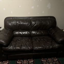Dark Leather Couch 