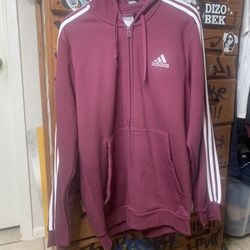 Large Adidas Hoodie Maroon
