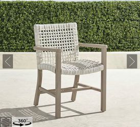 Isola Dining Arm Chair In Weathered Teak & Washed White Wicker